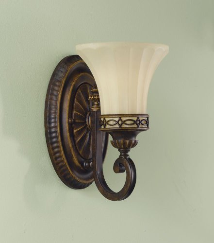 Murray Feiss VS11201-WAL One-Light Edwardian Collection Vanity Light - Walnut with English Scarvo Glass Shade