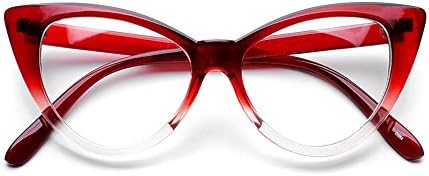 Kids / Young Girls Super Cat Eye Vintage Fashion Inspired Mod Eyewear / Sunglasses (Red Fade-Clear)