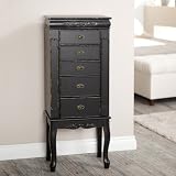 Shabby Chic Black Jewelry Armoire, 16L x 10W x 40H in.