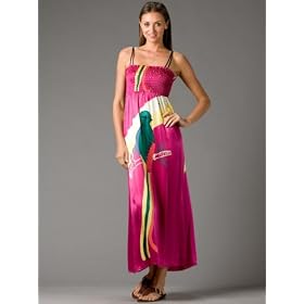 Voom by Joy Han Dress - Silk Long Maxi Dress with Straps and Parrot Print - Fall Apparel Clothing for Women