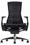 Embody Chair by Herman Miller - Home Office Desk Task Chair with Adjustable Arms - Aluminum Base - Graphite Frame - Rhythm Black Fabric