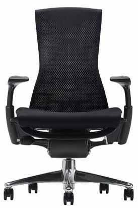 Embody Chair by Herman Miller - Home Office Desk Task Chair with Adjustable Arms - Aluminum Base - Graphite Frame - Rhythm Black Fabric