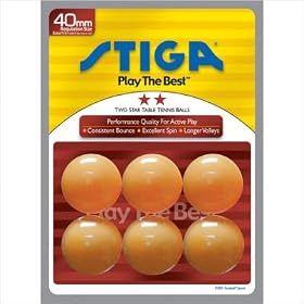 Stiga T0641 3-Star Table Tennis Balls, 6-Pack (Orange)