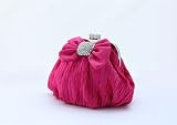 New Arrival Elegantbridal Accessories Satin Handbag with Rhinestone Evening Purse Mini Bag Wedding Clutch Holiday Birthday Gift Sil0073-hot Pink