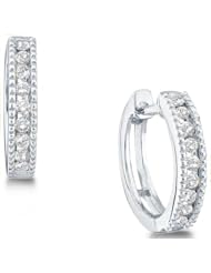 0.25 cttw. Diamond Earrings Ladies Micro Pave Hoops 10K Yellow Gold