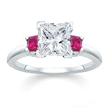 1.50 CT PRINCESS DIAMOND W PRINCESS PINK SAPPHIRE RING