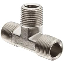 Polyconn PC128NB-2 Nickel Plated Brass Pipe Fitting, Tee, 1/8" NPT Male (Pack of 10)