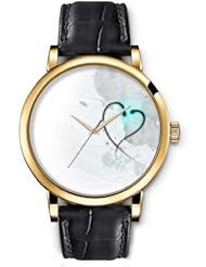 SPRAWL Aanalog Fashion Series Gold Ladies Watches of Genuine Black Leather Strap,Unique Wrist Watch for Women Girls Designed with love