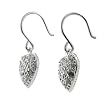 Sterling Silver Dangle Pave CZ Heart Earrings