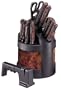 Farberware 16-Piece Burlwood Knife Block Set with Revolving Carousel