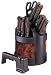 Farberware 16-Piece Burlwood Knife Block Set with Revolving Carousel