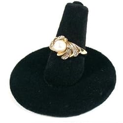 Black Velvet Round Base Ring Finger Jewelry Holder Showcase Display Stand