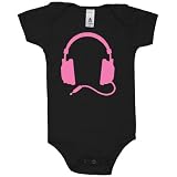 Headphones Pink Baby Grow