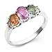 18k White Gold 3 Stone Multi Colored Sapphire and title=