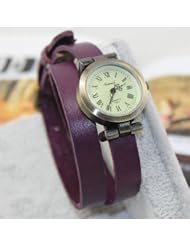 KANO BAK(TM) Purple Color Fashion Weave Wrap Around Leather Retro Bracelet Woman Girl Man Bo Wrist Gift Watch