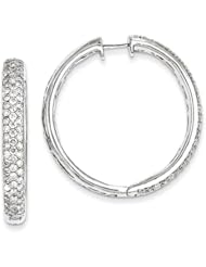 14k White Gold Diamond Hinged Hoop Earrings Diamond quality AA (I1 clarity, G-I color)