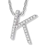 Diamond Initial Pendant K in 14k White Gold