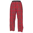 Stewart Red tartan plaid check flannel cotton pants for lounging, sleep, sports. Unisex relaxed fit, exposed elastic waist