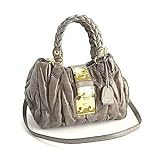 ミュウミュウ（MIUMIU)　2010～11年秋冬新作　ゴールド金具付三つ編み取っ手バッグ　グレーベージュ(ARGILLA) 並行輸入