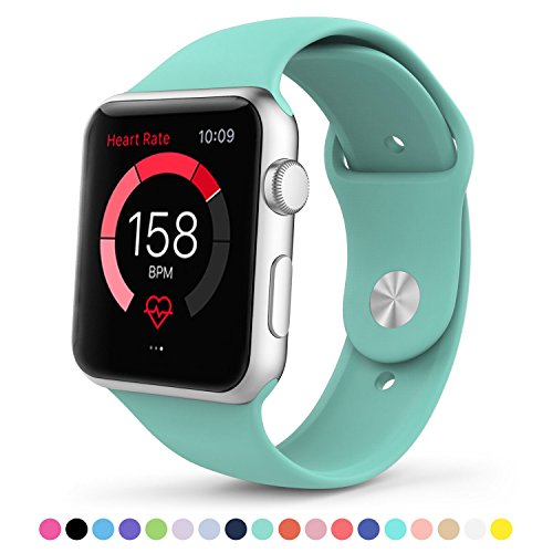 Apple Watch Replacement Band,Teslasz Soft Silicone Replacement Sports Wristbands Straps for Apple iWatch All Models (Mint Green 38 MM)