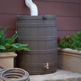 Good Ideas Rain Wizard Darkened Rib 40-Gallon Plastic Rain Barrel - Oak