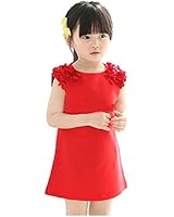 Shiny Toddler little Girl Kids Popular red flower Cotton Dress Party Clothes