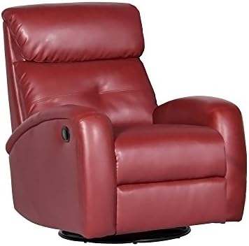 Dezmo Home Décor Furniture Set Push Button Recliner, Glider and Swivell, Arm Chair in Red Bonded Leather