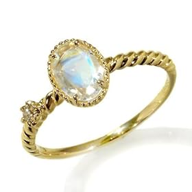 【クリックで詳細表示】spaiato 0.50ct ロイヤルブルームーンストーン ダイヤモンドリング K18 イエローゴールド(サイズ16号) 【ピンキーリング対応・刻印無料】