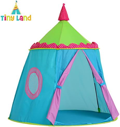 Amazing Blue Castle Play Tent By TINY LAND- Vibrant Colour Teepee Boys' Castle Or Girls' Fairy House- NEW Deluxe , Sturdy, Resistant Material- NO ODOUR Premium Quality Fabric- Carry Case Included
