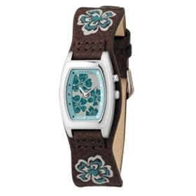 Fossil BG2087 Stainless Steel Ladies Animated Dial Brown Leather Detailed Strap Watch