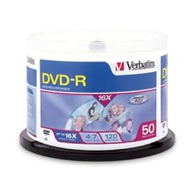 Click here to buy VER95037 DVD+R 16x Speed 4.7GB Branded F/Recorders/Drives 50/PK by Verbatim.
