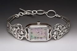 Silver Spoon Narcissus Flower Rare Unique Ladies Mother of Pearl Watch