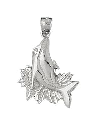 Clevereves 14K White Gold Pendant Dolphin with Coral 11.7 - Gram(s)