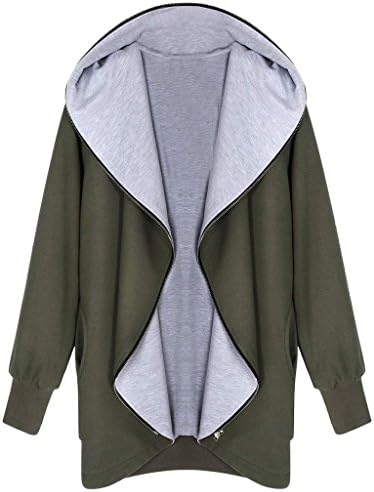 Thiness Womens Hoodie Hooded Parka Zipper Jacket Cardigan Blazer Coat Outwear Army Green