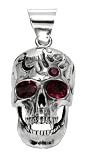 Sterling Silver Skull Pendant with Red CZ in the eyes