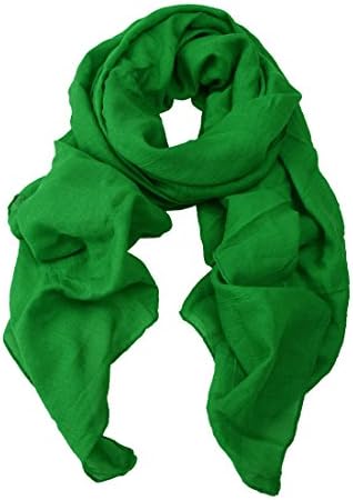 Nyrn Womens Solid Color Long Shawl Scarf,Linen-Cotton Blended Fabric-Green