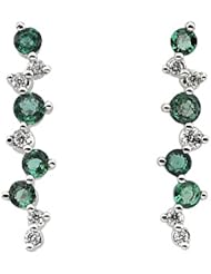 14K White Gold Emerald and Diamond Earrings -- LIFETIME WARRANTY