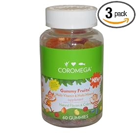 Coromega Gummy Fruits, Multivitamin & Multimineral, 60-Count Bottle (Pack of 3)