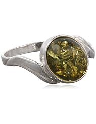 Sterling Silver Green Amber Oval Ring