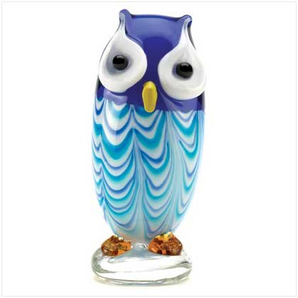 Art Deco Modern Contemporary Glass Owl Figurine Statue