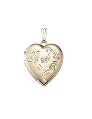 Solid 14K Yellow Gold Heart Locket 3/4 inch x 3/4 inch