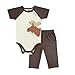 Touched by Nature Unisex Baby Organic Cotton Bodysuit and Pant Set, Moose, 3-6 Months