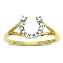 14k Yellow Gold Diamond Horseshoe Ring (1/10 cttw, I-J Color, I2-I3 Clarity)
