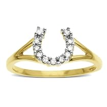14k Yellow Gold Diamond Horseshoe Ring (1/10 cttw, I-J Color, I2-I3 Clarity)