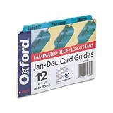 Oxford 04613 - Laminated Index Card Guides, Monthly, 1/3 Tab, Manila, 4 x 6, 12/Set-ESS04613