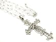 Gorgeous Fancy Ice Crystal Cross Pendant/Charm Necklace Silver Tone with a Fancy Beaded Chain ~ Comes Gift Boxed
