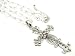 Gorgeous Fancy Ice Crystal Cross Pendant/Charm Necklace Silver Tone with a Fancy Beaded Chain ~ Comes Gift Boxed