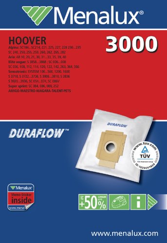 Menalux 3000, Duraflow, 4 Staubbeutel, Papier, passend f&uuml;r Hoover Preisvergleich