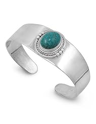 Sterling Silver Blue Turquoise Bangle Bracelet