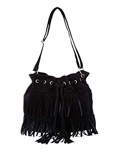 Zeagoo Womens Faux Suede Fringe Tassels Cross-body Shoulder Bag